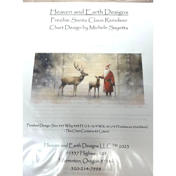 Heaven And Earth Designs Santa Claus Reindeer Cross StitchChart Michele Sayetta - Picture 2 of 3